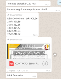 Golpe do empréstimo para negativado: confira a lista de sites fraudulentos - Juros Baixos Print do whatsapp pedindo dinheiro para conseguir um empréstimo